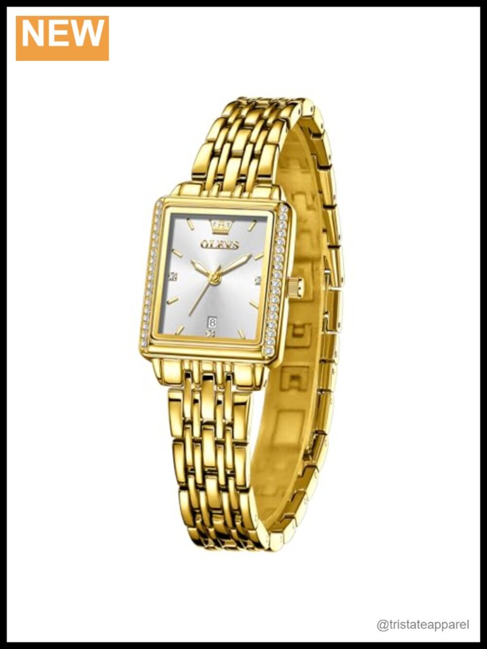 Small Square Watch Gold Stainless Steel Bracelet Ladies Quartz